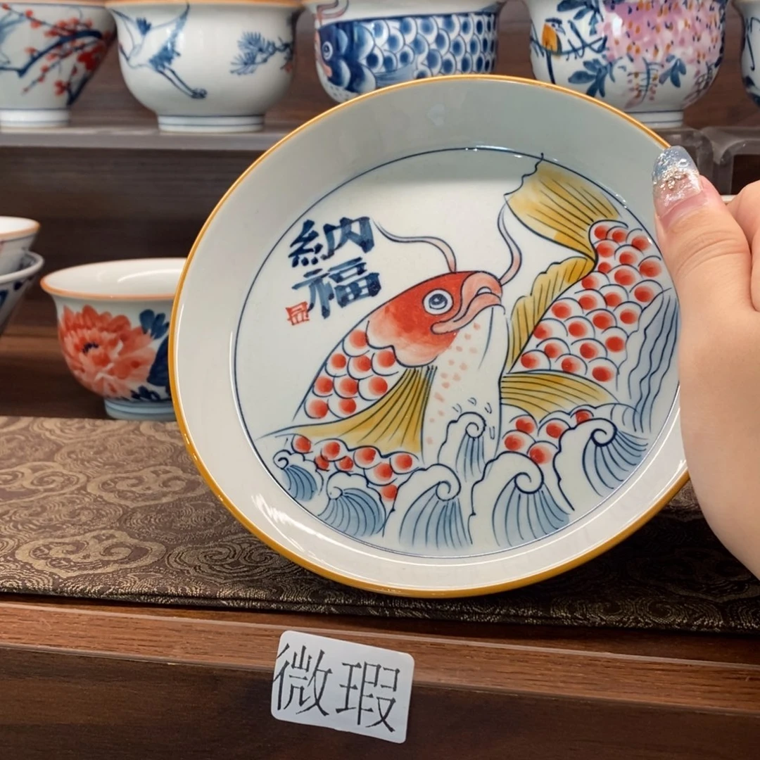 釉下手绘茶具微瑕