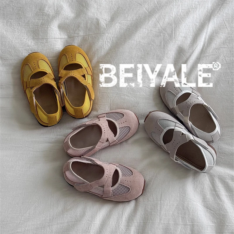 女童鞋2025春夏新款透气网面包头凉鞋软底轻便宝宝鞋软底公主鞋子