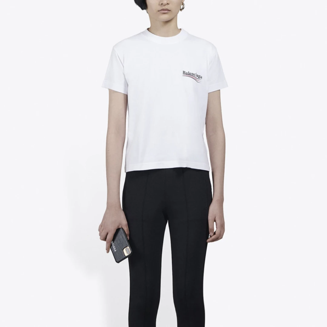 99新 Balenciaga/巴黎世家 1558/白色Logo印花纯棉短袖/S码