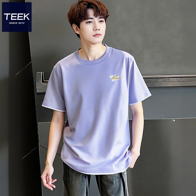 休闲假两件短袖t恤男生纯棉上衣 青年时尚体恤衫2025夏季男装衣服