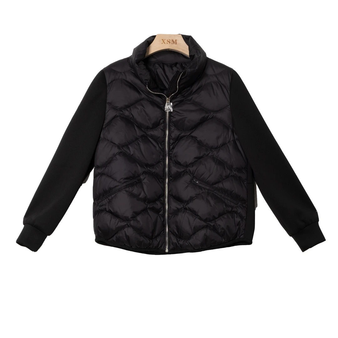 时尚立领简约休闲显瘦百搭轻薄拼接羽绒服D877/AS