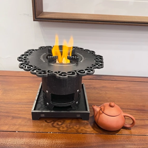 加厚碳钢5毫米回纹新款围炉煮茶炉户外露营旅行煮茶炉茶室摆件