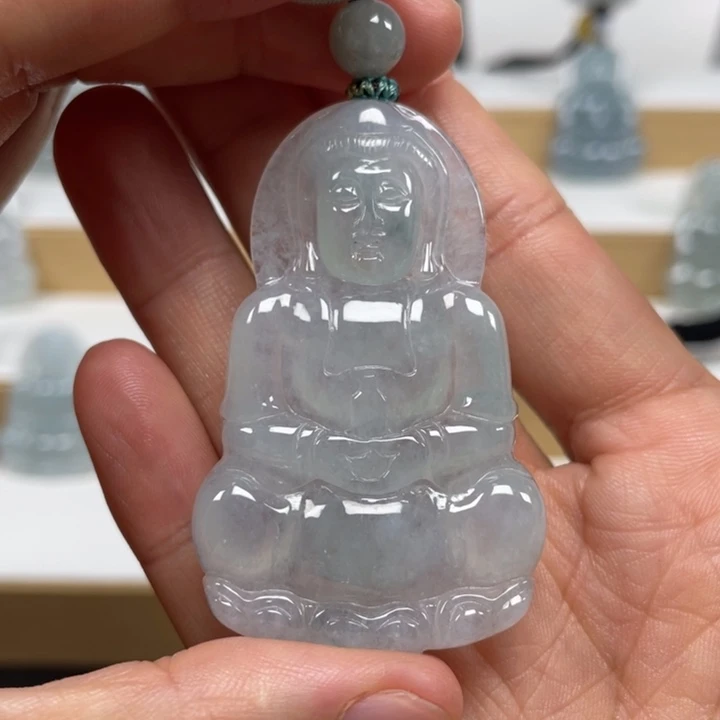 翡翠未镶嵌颈饰天然缅甸翡翠A货观音50号