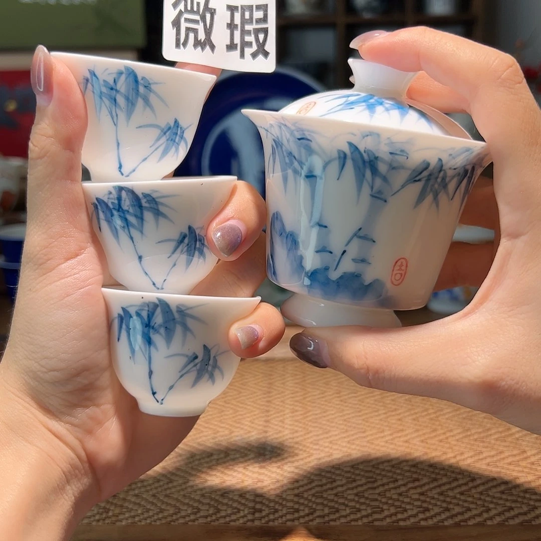 【闪购商品】微瑕 手绘 盖碗