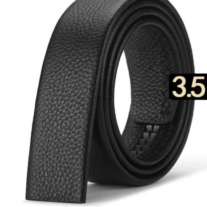 男士无头自动扣真皮牛皮腰带身时尚百搭商务裤腰带