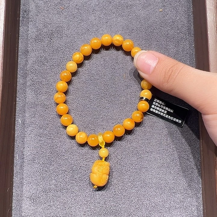 蜜蜡未镶嵌手串7.6mm蜜蜡手串
