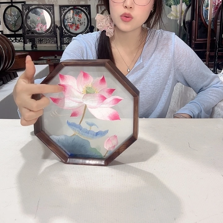 织绣苏绣莲花摆台