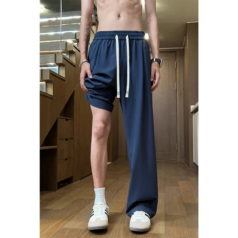 黑色冰丝速干裤子男夏季薄款尼龙三防软壳冲锋裤美式运动休闲长裤