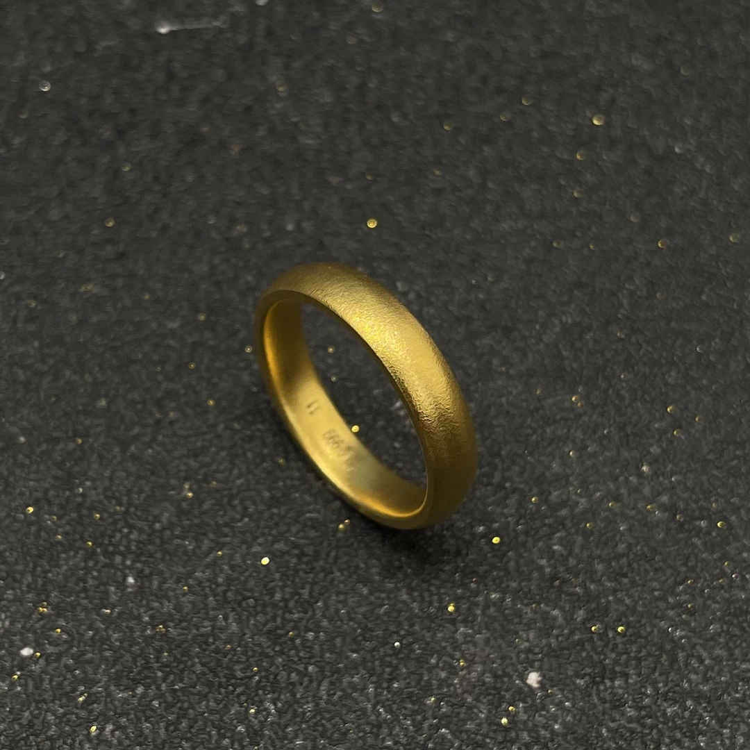 水贝国韵黄金珠宝【足金999泥鳅背戒指】轻奢时尚情侣经典哑光光面