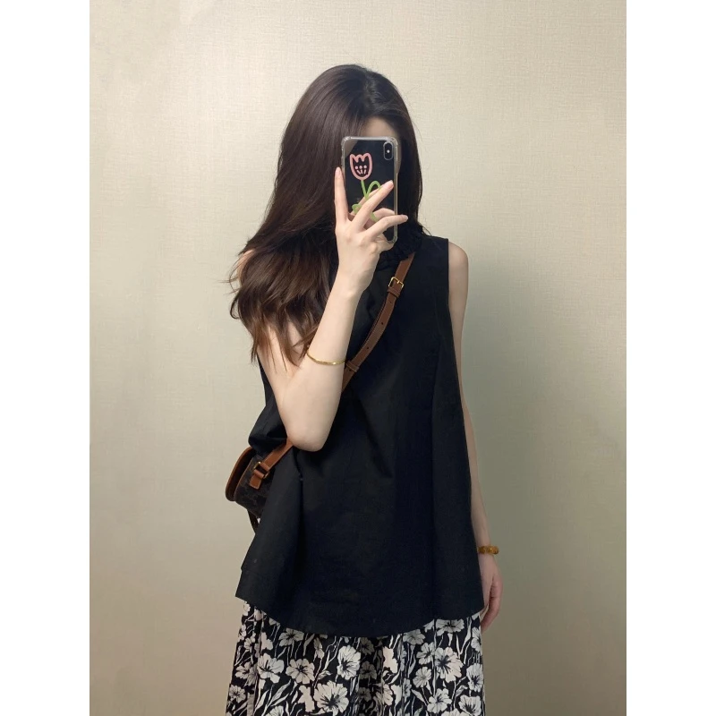 parkyeon韩系穿搭无袖背心上衣夏季新款气质高级感碎花半身裙套装