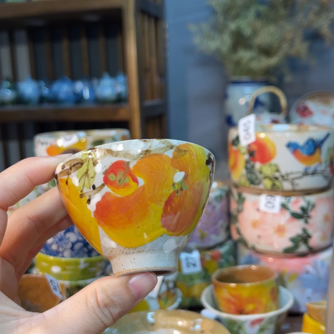 杯?***块素浅陶瓷手工手绘