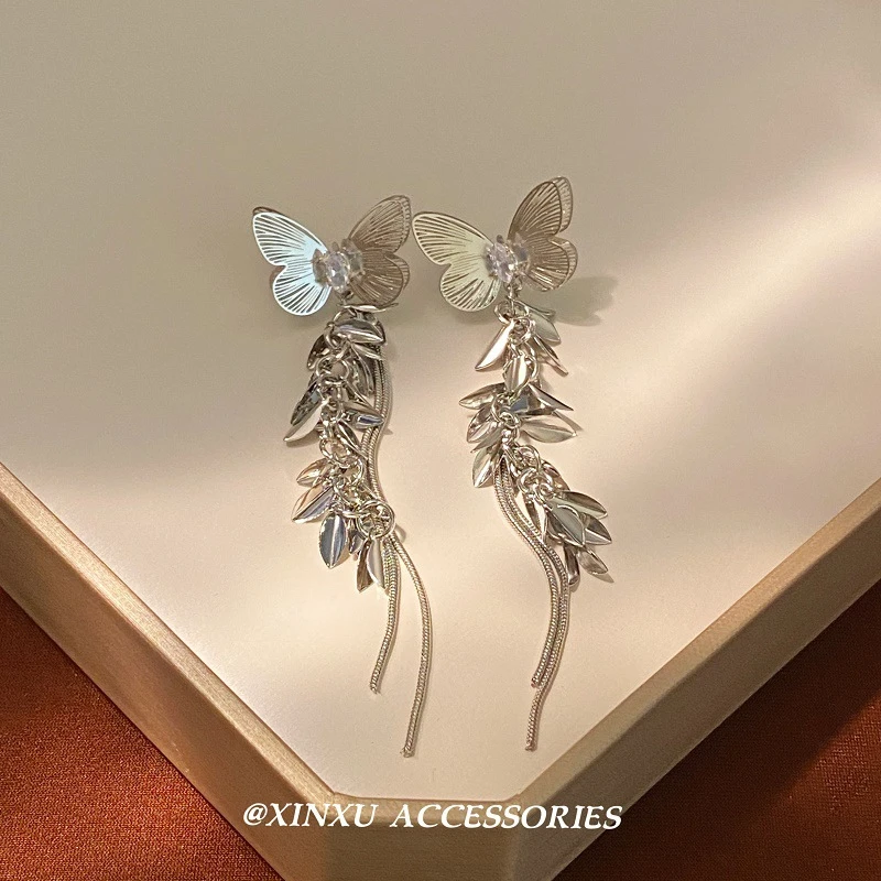 合金无非金属耳饰 复古金属蝴蝶麦穗流苏耳环2025新款气质个性时