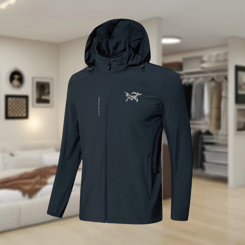 【清仓折扣】刺绣鸟家冰感防晒衣男士冰丝透气连帽防紫外线薄款外套