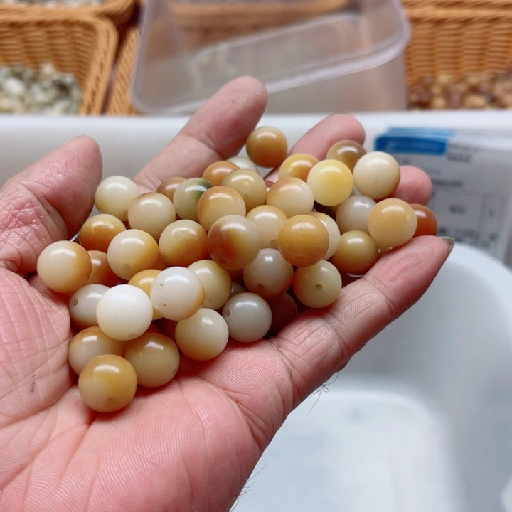 吊坠白玉菩提瑕疵12炭烤圆珠120颗