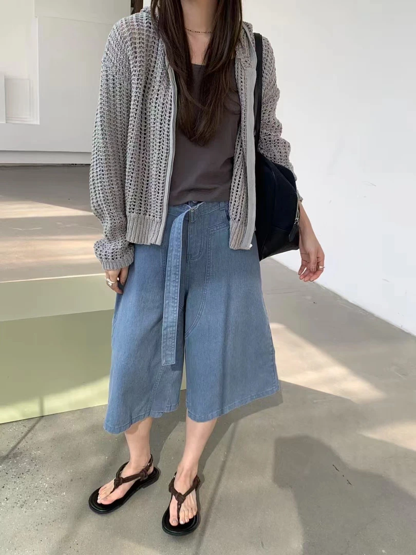 松弛感休闲牛仔中裤