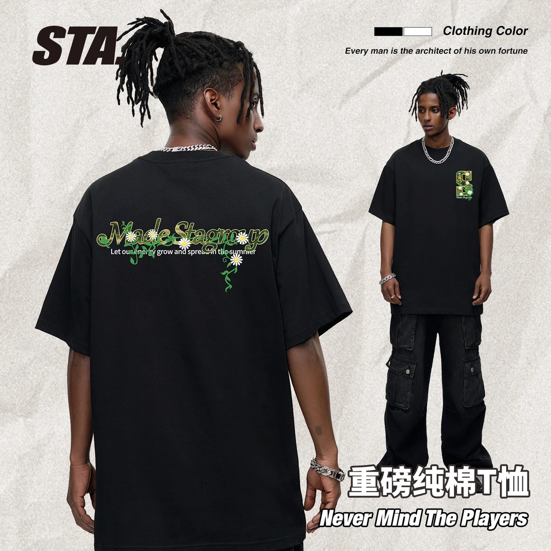 STA国潮280克重磅复古街头纯棉圆领夏季半袖男短袖t恤