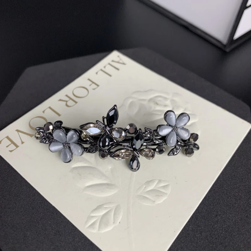 K589【金闪闪】6厘米繁花优雅弹簧夹