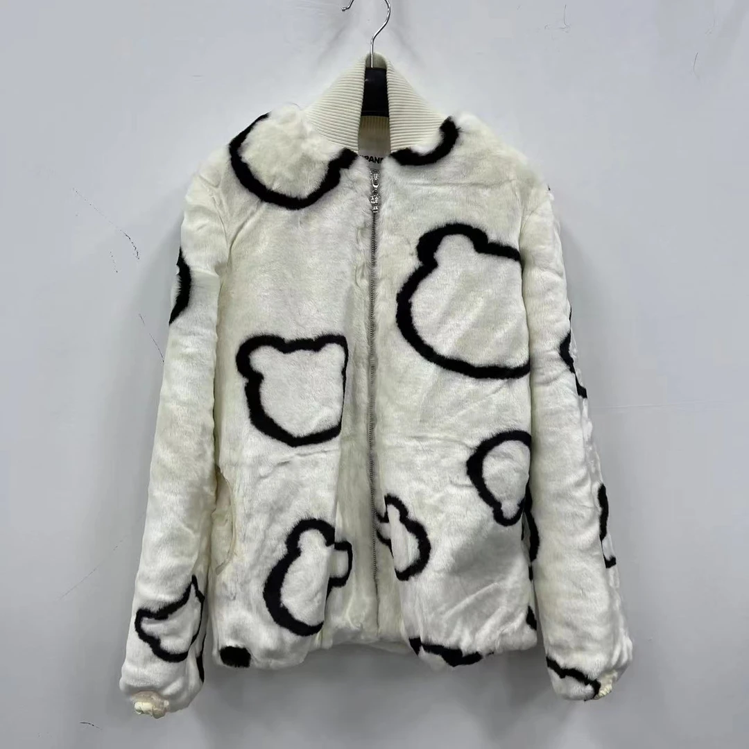 女短毛绒短款外套棒球领