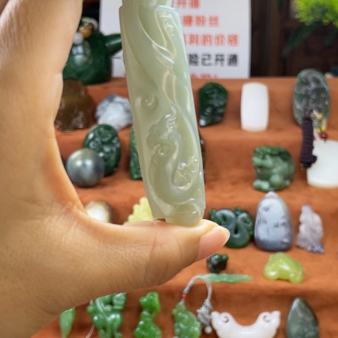 和田玉未镶嵌颈饰切莫蓝细料油膏仿古凤凰可戴可把