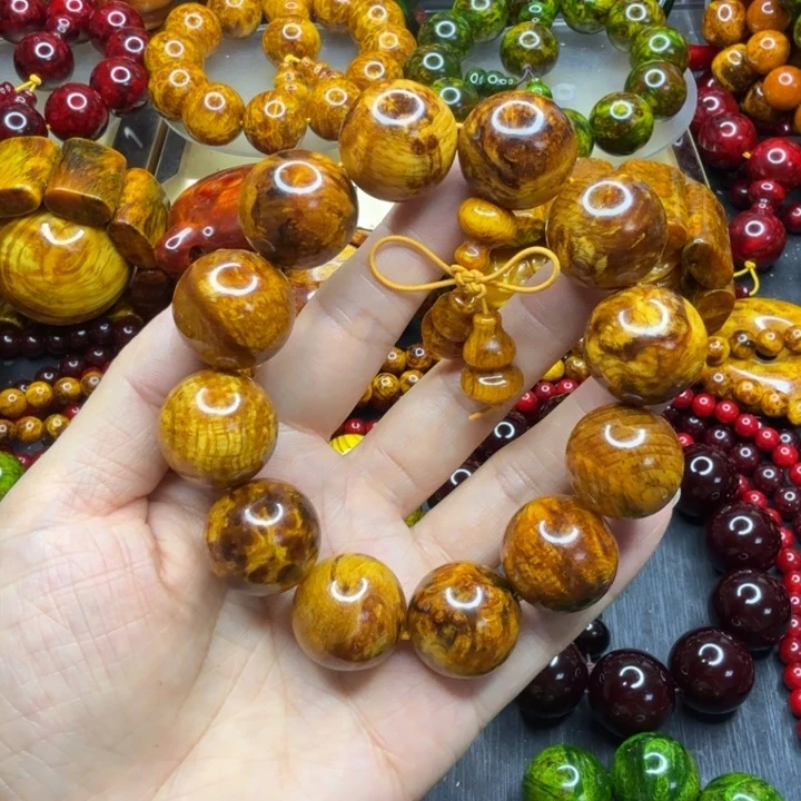 松木琥珀木文玩手串