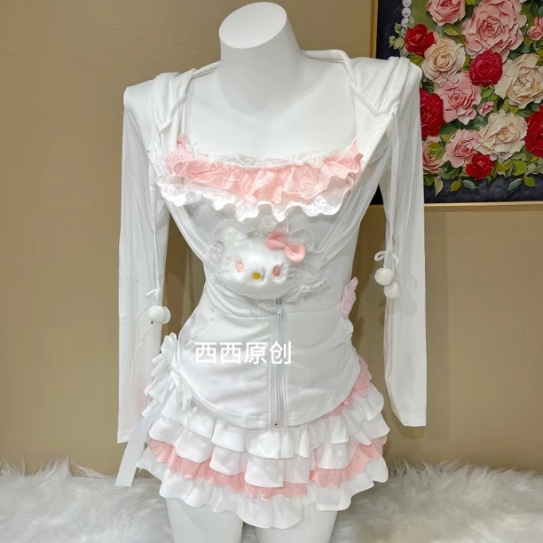 原创西西DD-94手作款夏季韩版可爱性感吊带辣妹日系甜超美蛋糕裙