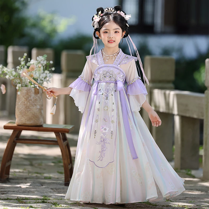 成人L码数专拍中国风汉服长袖公主裙夏季小女孩裙子齐胸仙女