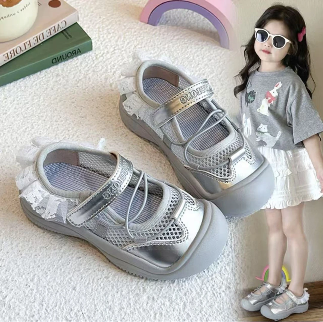 芭蕾风儿童单网夏凉鞋女童夏季新款女孩公主鞋子包头儿童户外鞋