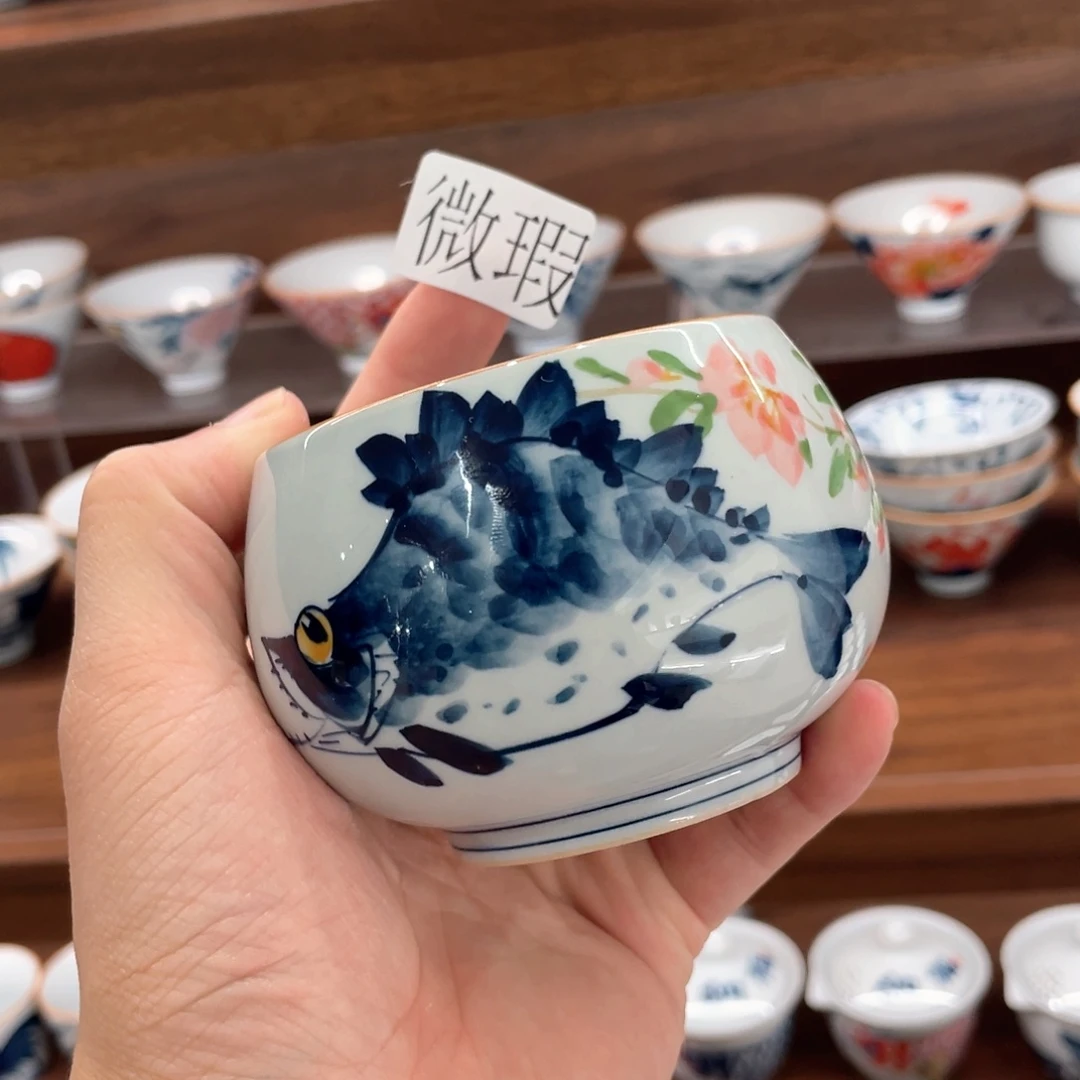 釉下手绘茶具微瑕