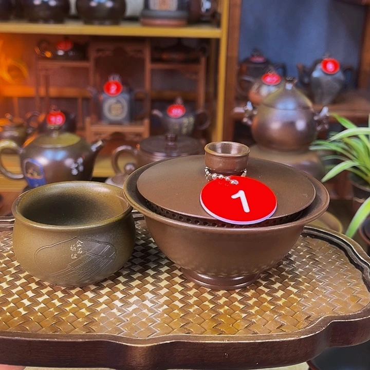 蛟龙精品柴烧小盖碗100毫升一壶一杯