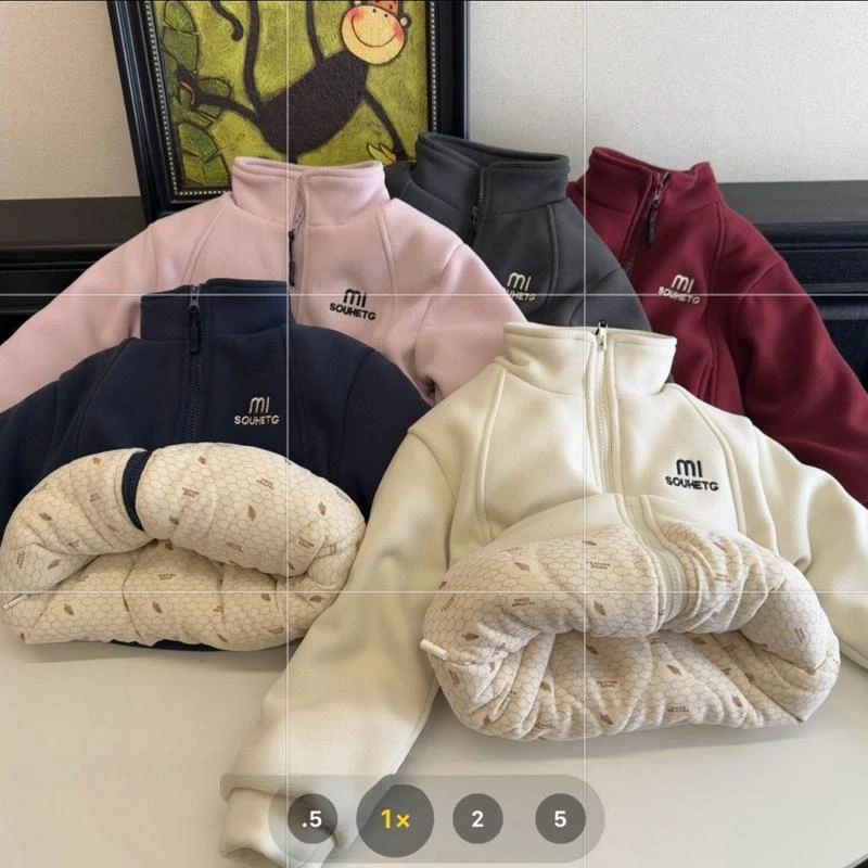 儿童2025款冬季加绒棉服男女童校服神器加绒夹棉加厚休闲过冬外套