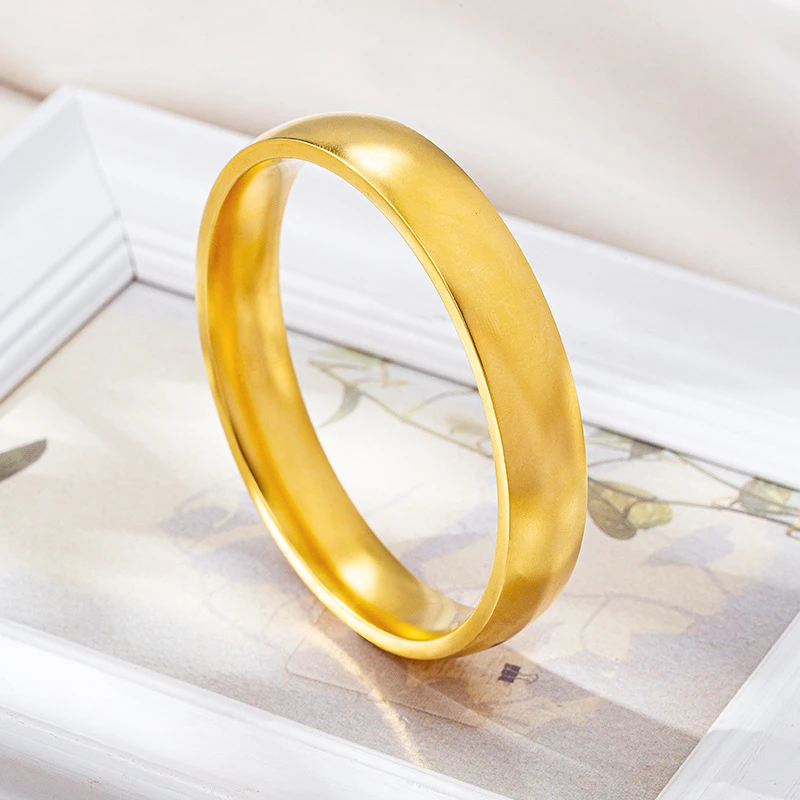 【新年礼物】古法2026款宽面泥鳅背手镯素款莲花印轮胎镯子女士手环