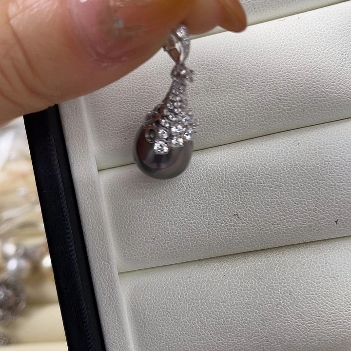 L***花银S925镶嵌吊坠(不含链)海水珍珠