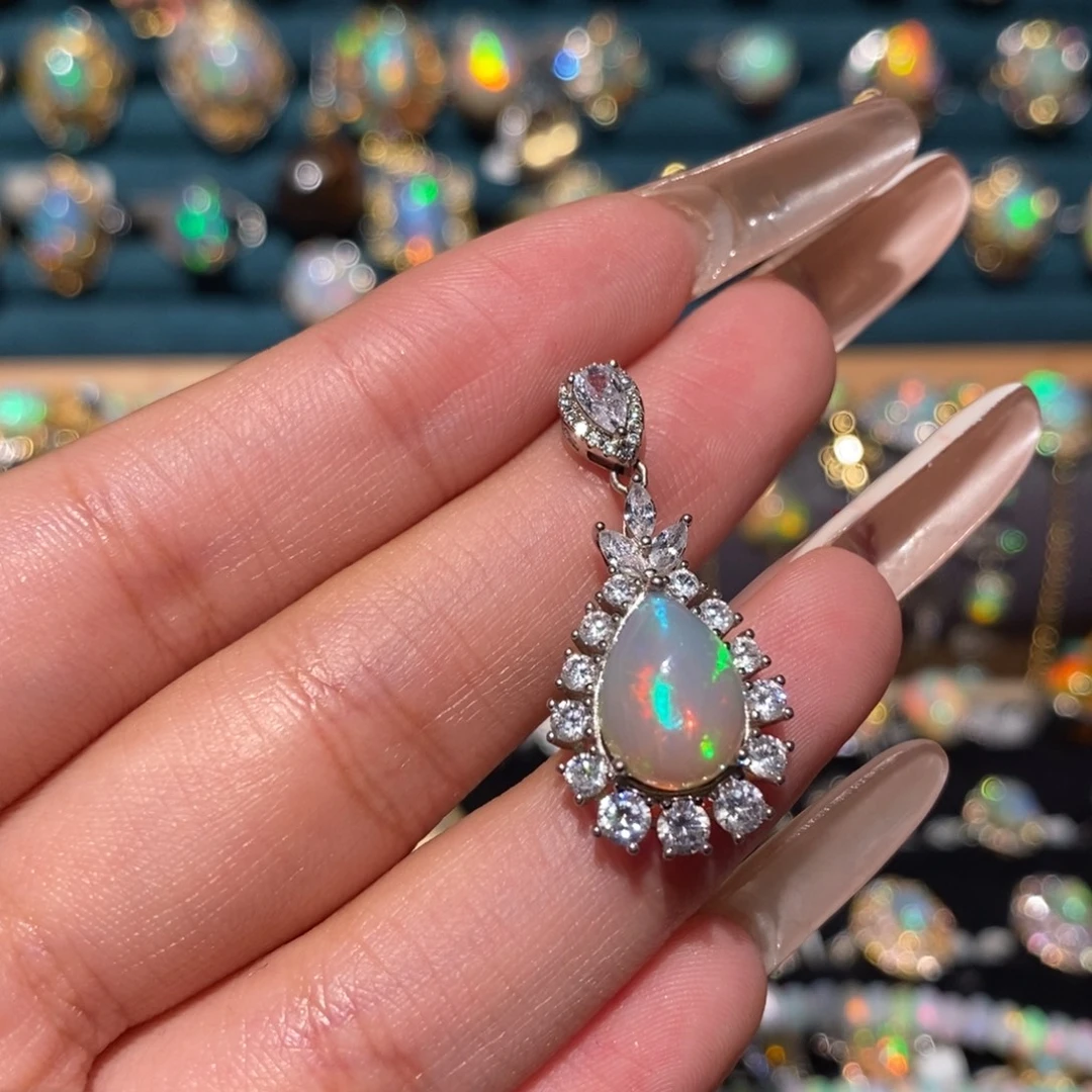 欧泊银S925镶嵌吊坠