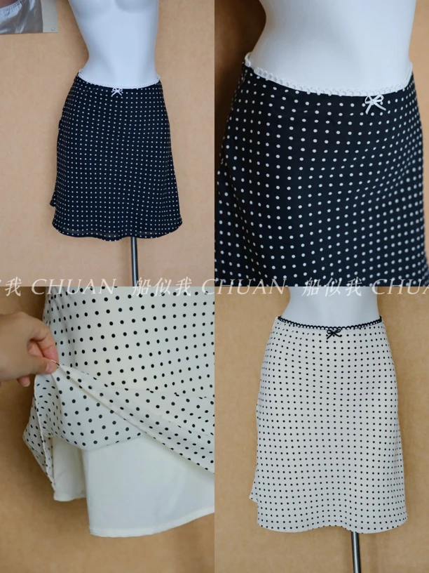 【船似我CHUAN】法式波波 波点显瘦蕾丝a字裙半身裙