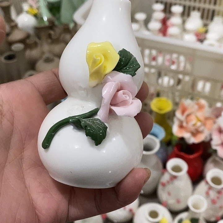 瓷片纯手工陶瓷花摆件瑕