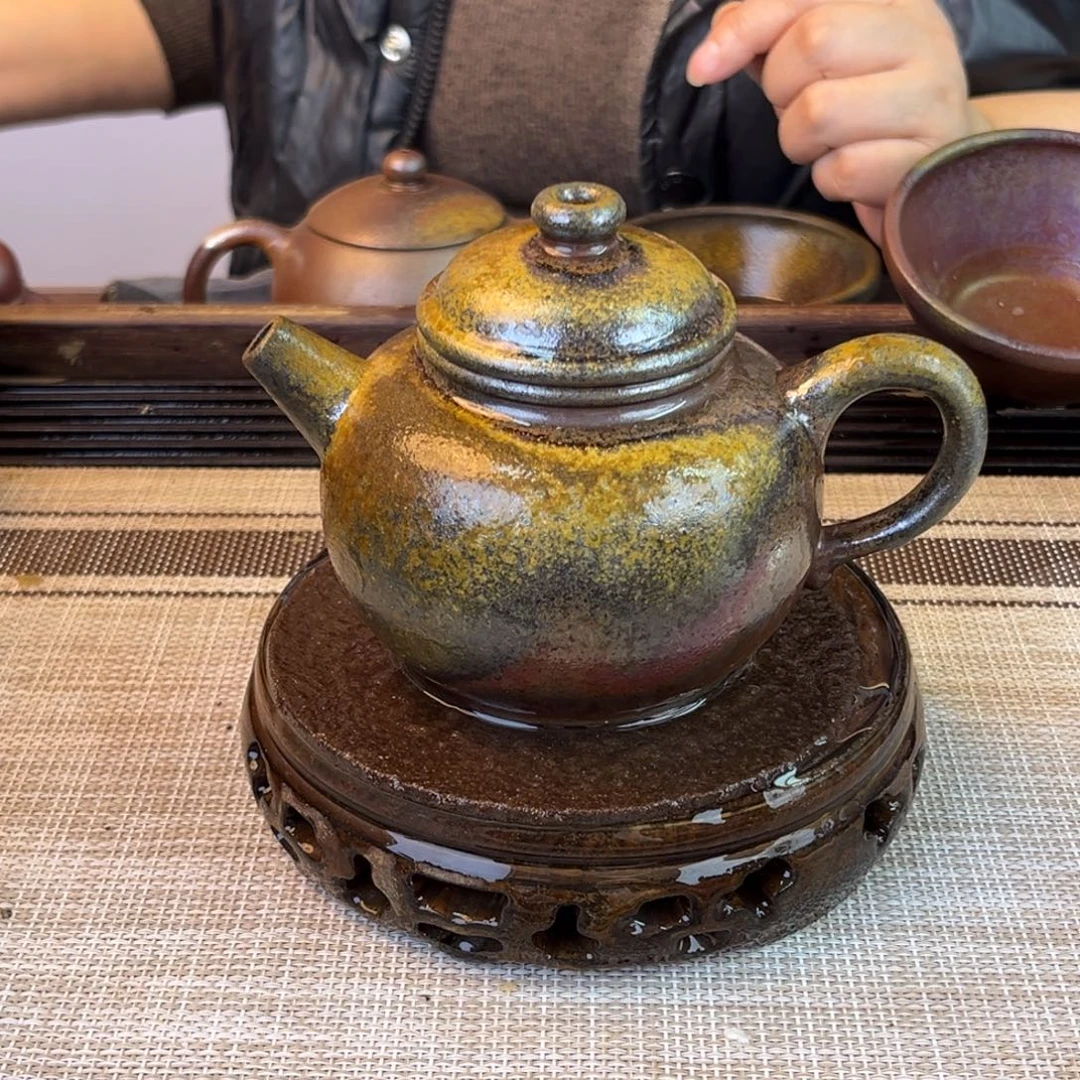 紫砂茶壶底槽清柴烧300cc