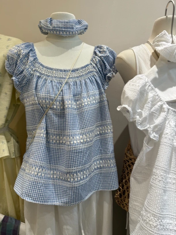 【dd】海盐芝士带发圈格子少女上衣