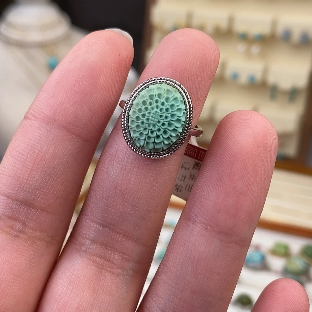 绿松石戒指银S925镶嵌