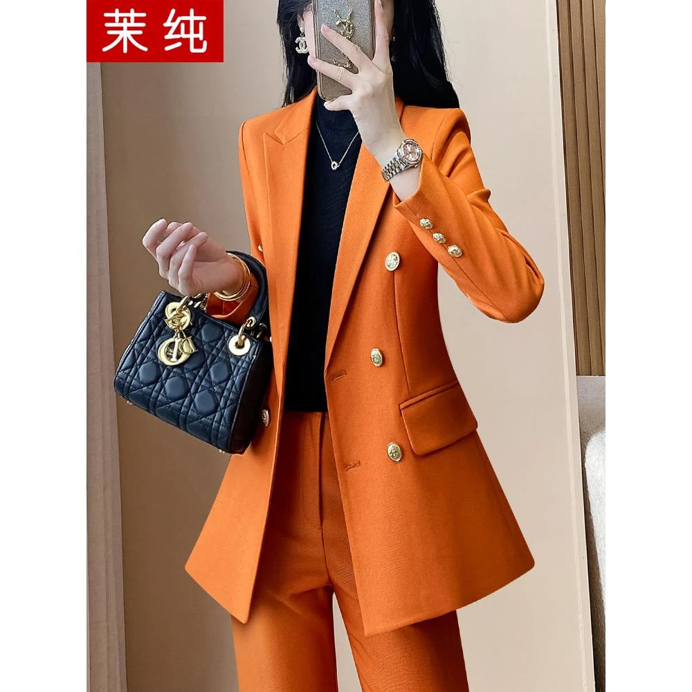 西装外套女橘色宽松慵懒风休闲西服洋气气质名媛高级感职业装正装