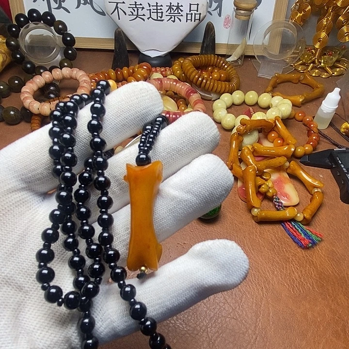 哆***萌石英石纯铜指骨脖挂满配