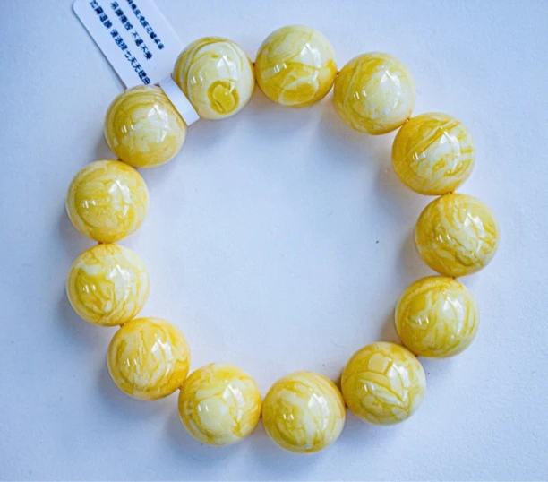 同料17.5m焦皮料浓稠蜡质圆珠蜜蜡手串38.9克 收藏级 虎皮花