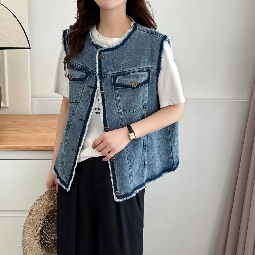 【萨萨BeFirm】微胖大码休闲宽松显瘦宽松韩版减龄牛仔马夹200斤