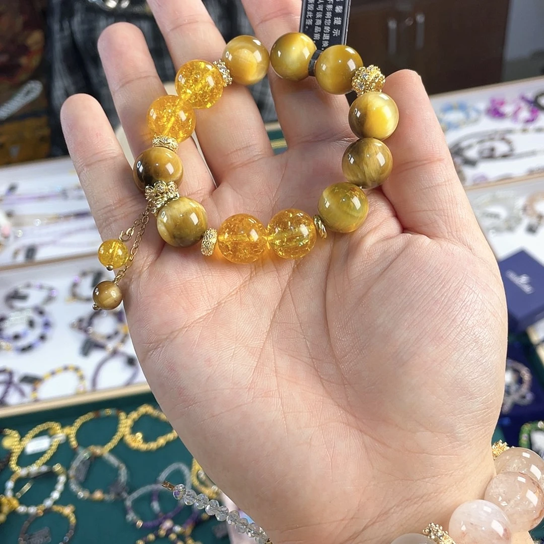 水晶手链银S925镀金镶嵌