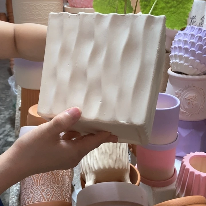 16×10白陶波浪方盆1个
