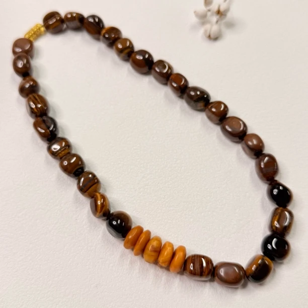 铜合金石英石项链 【六六中古】孤品复古项链ty1411链长45