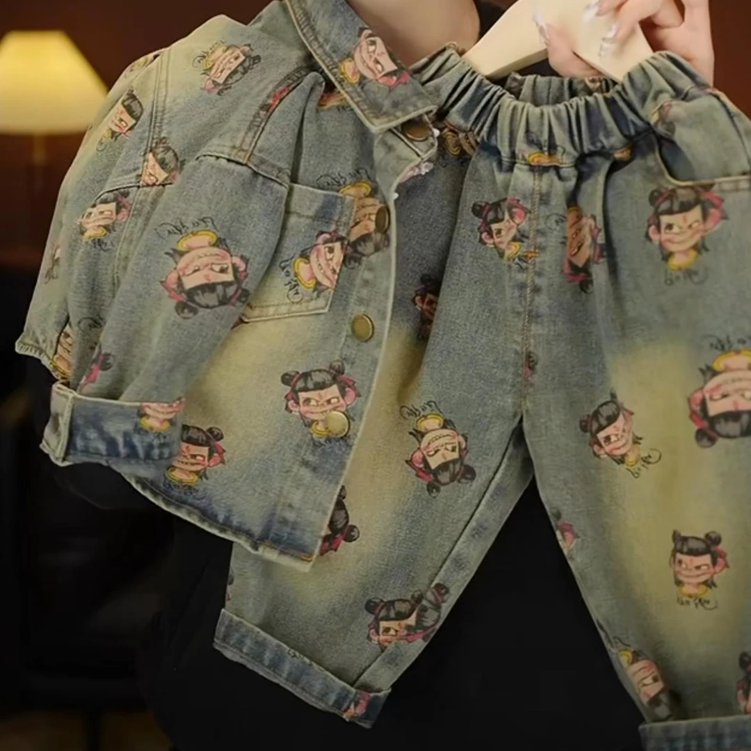 2025男童春秋新款哪吒卡通软牛仔休闲外套可爱帅气宽松百搭时尚潮