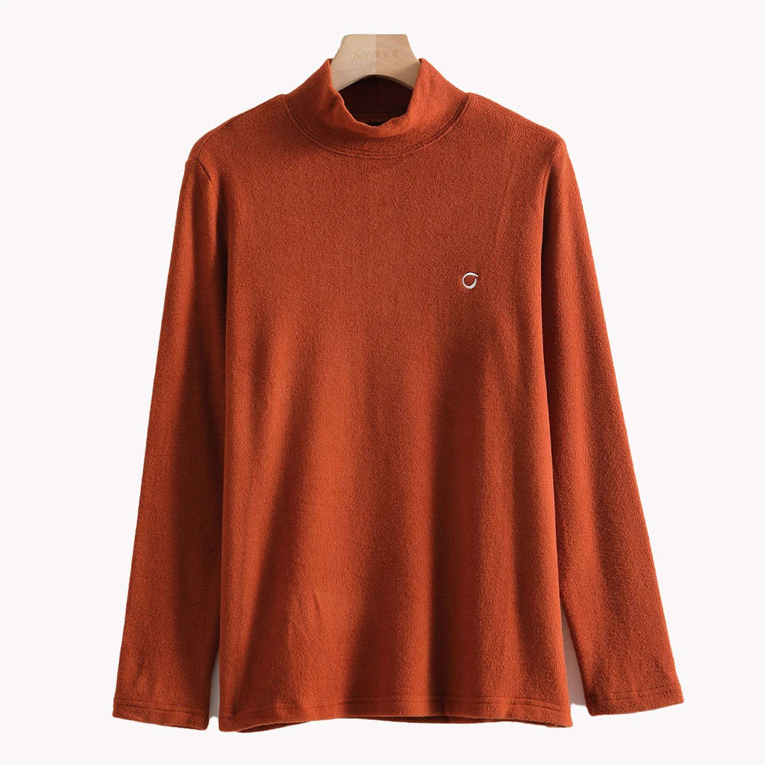 02500 软糯亲肤！秋冬女士加绒简约舒适时尚休闲半高领打底衫T恤