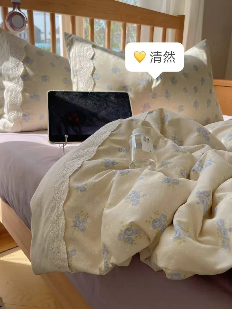 韩系蕾丝工艺夏被四件套