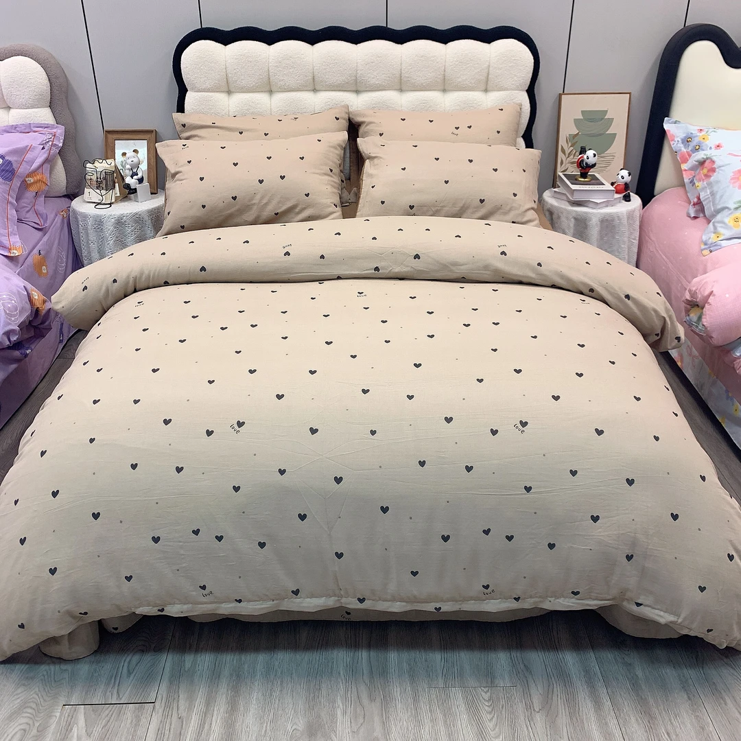 雪京 现货 双层纱全棉纯棉四件套 小清新四季款床上用品四件套