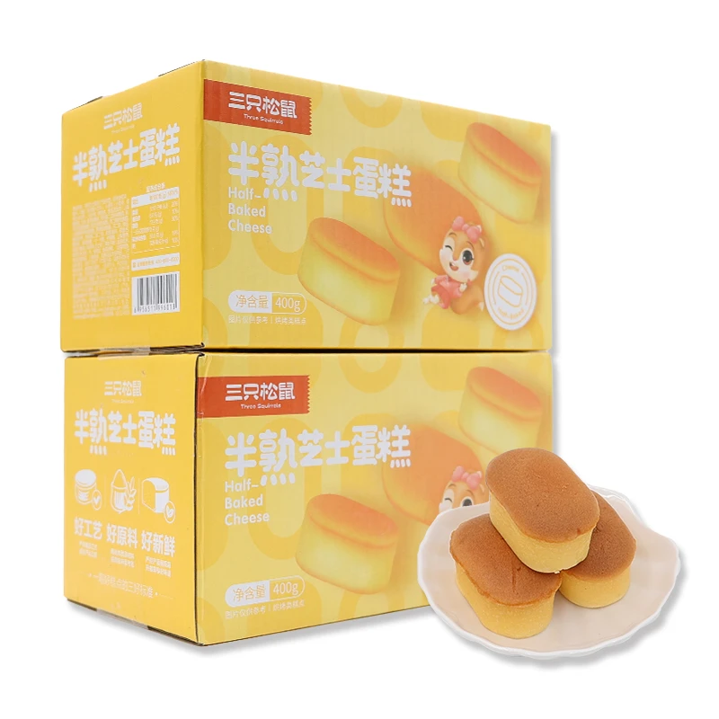 三只松鼠半熟芝士蛋糕400g盒装早餐下午茶休闲零食烘焙面包小吃
